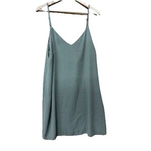 Cotton On Sage Green Slip Mini Dress Size L V-Neck Adjustable Straps NWT BIN2